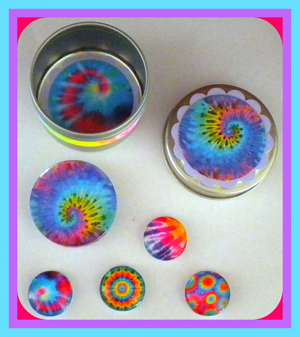 Magnets - Tie Dye Set 1 - Magnet Set in Gift Tin - 5 magnets