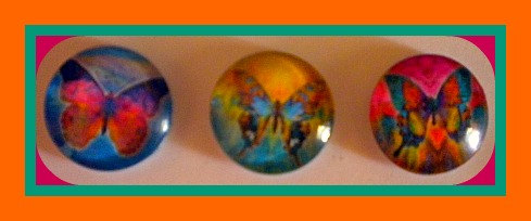 Magnets - Paintbox Butterflies - Set of 3 --1 Inch Domed Glass Circles