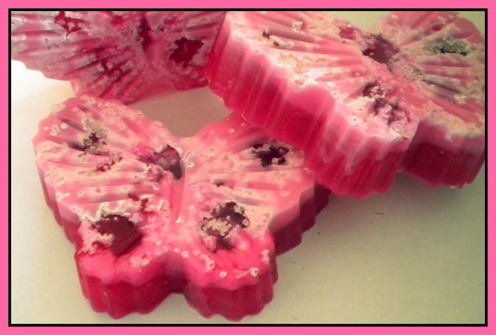 Soap - Butterfly Exfoliating Goat Milk Soap - Made with Dead Sea Salt - Pomegranate Scented