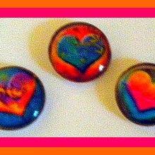 Magnets - Set of 3 - Hearts - 1 Inch Domed Glass Circles