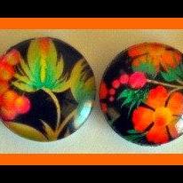 Magnets - Flowers - Magnet Set of 4 - 1 Inch Domed Glass Circles