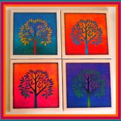 Coasters - Ceramic Tile - Set of 4 - Trees