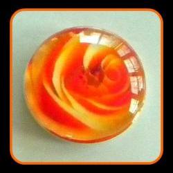 Magnet - Orange Rose - Meaning "Desire" - 1 Inch Glass Circle - Valentine's Day