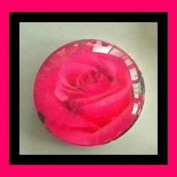 Magnet - Hot Pink Rose - Meaning "Thank You" - 1 Inch Glass Circle - Valentine's Day