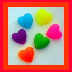 Soap - Puffy Hearts in Neon Colors - 12 Soaps - Valentine's Day, Weddings, Party Favors, Bridal Showers